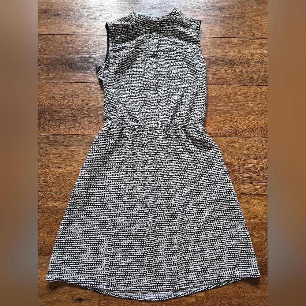 Merona Geometric Graphic Dress White Navy Sz XS Mini W/ Pockets